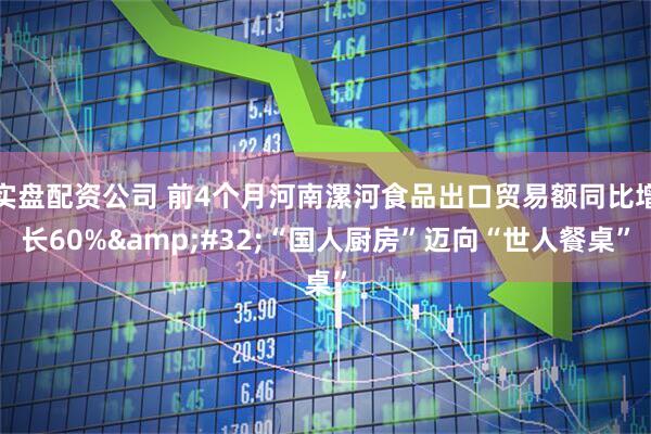 实盘配资公司 前4个月河南漯河食品出口贸易额同比增长60%&#32;“国人厨房”迈向“世人餐桌”